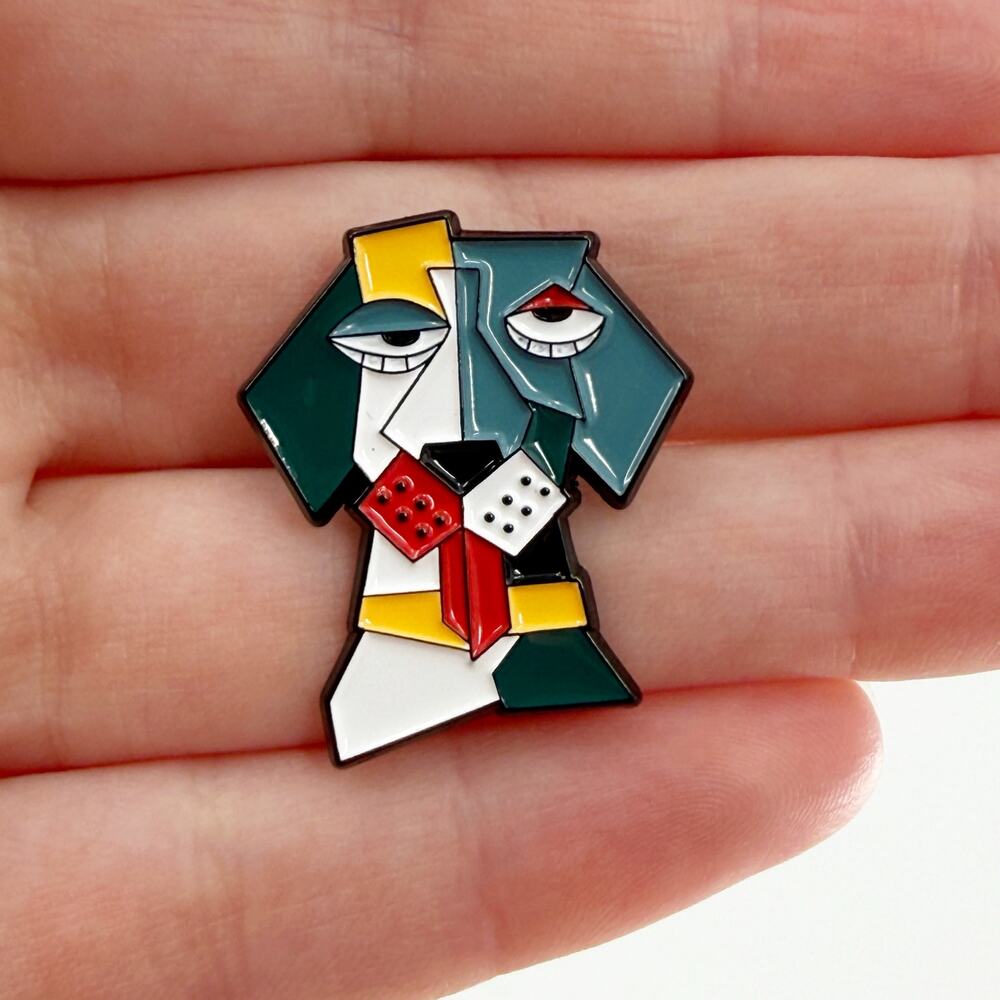 Picasso Inspired Dog Soft Enamel Pin